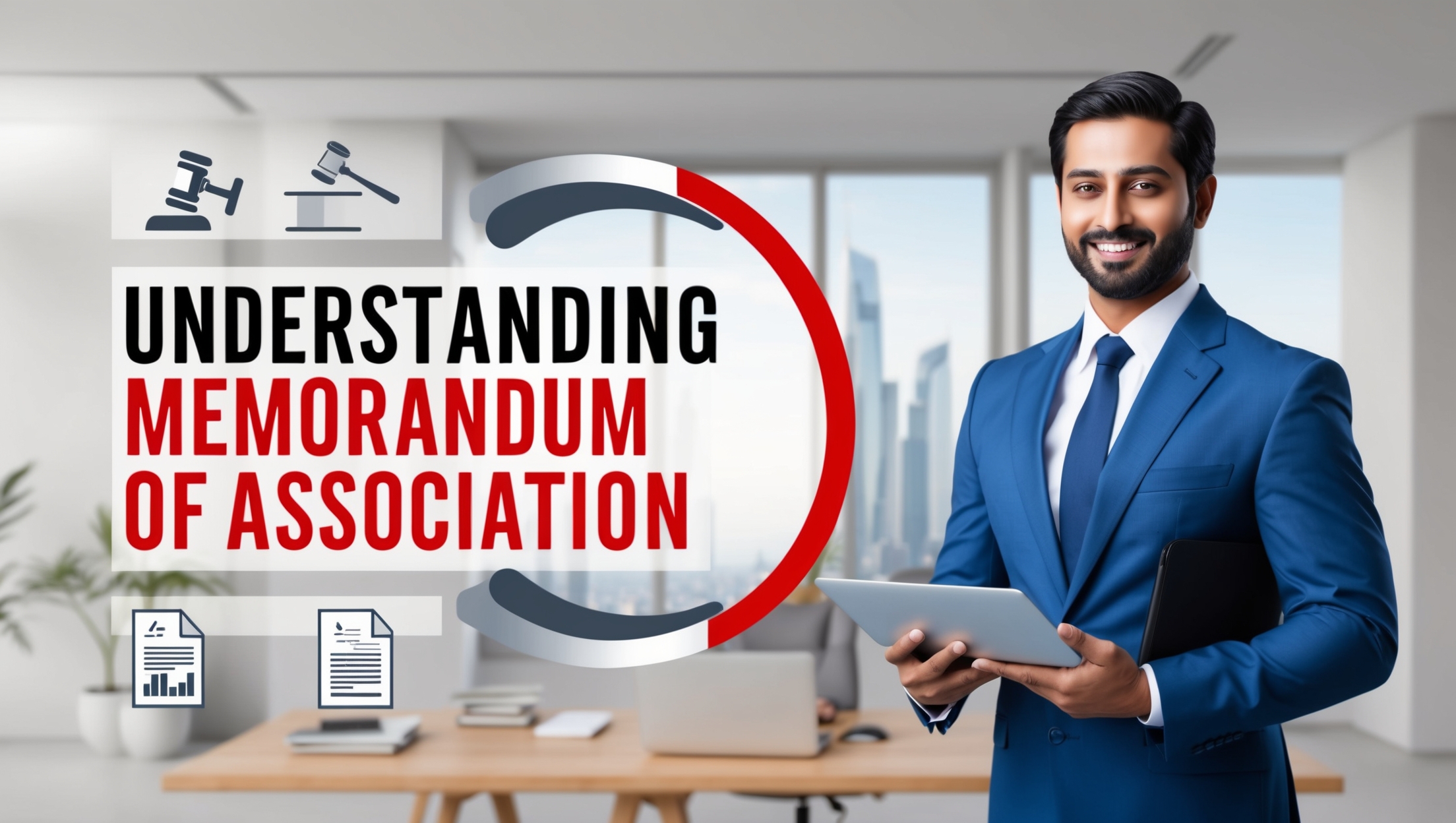 Understanding Memorandum of Association in Bahrain a man in a suit holding a tablet